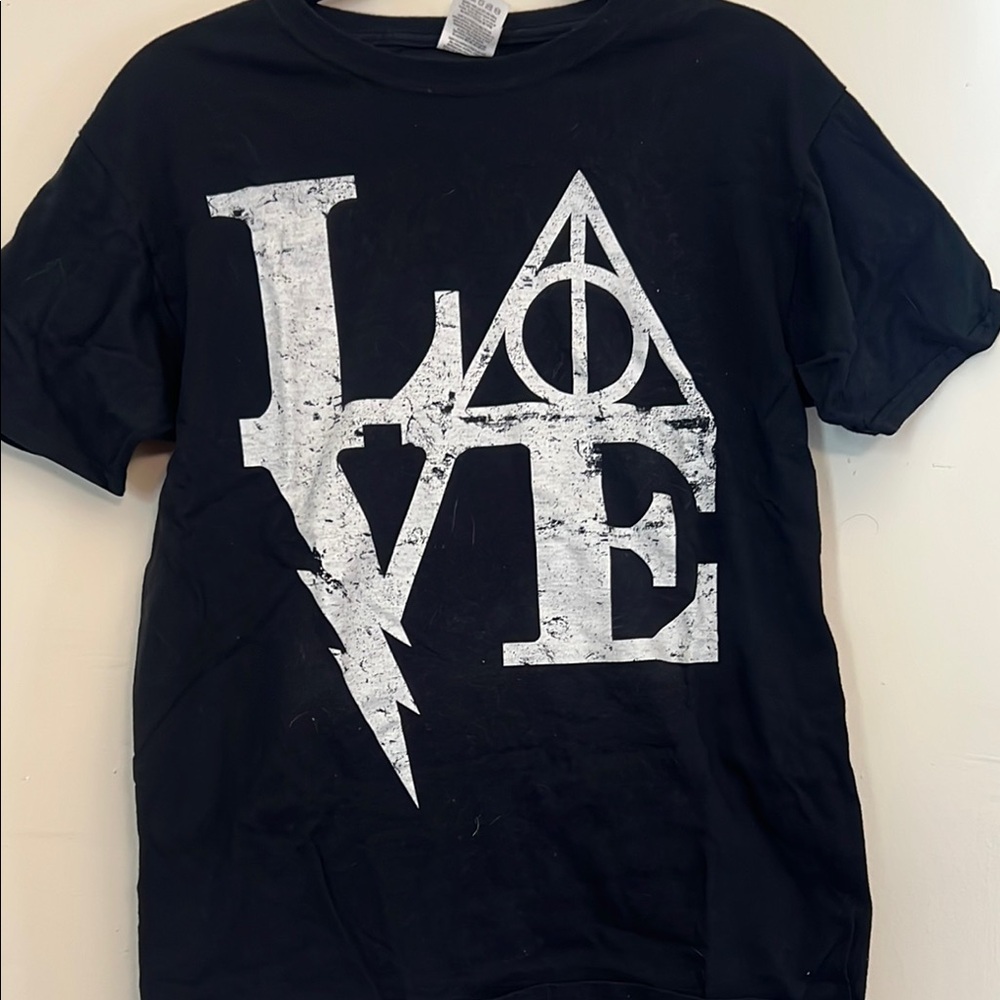 Black Graphic Tee with Love Design